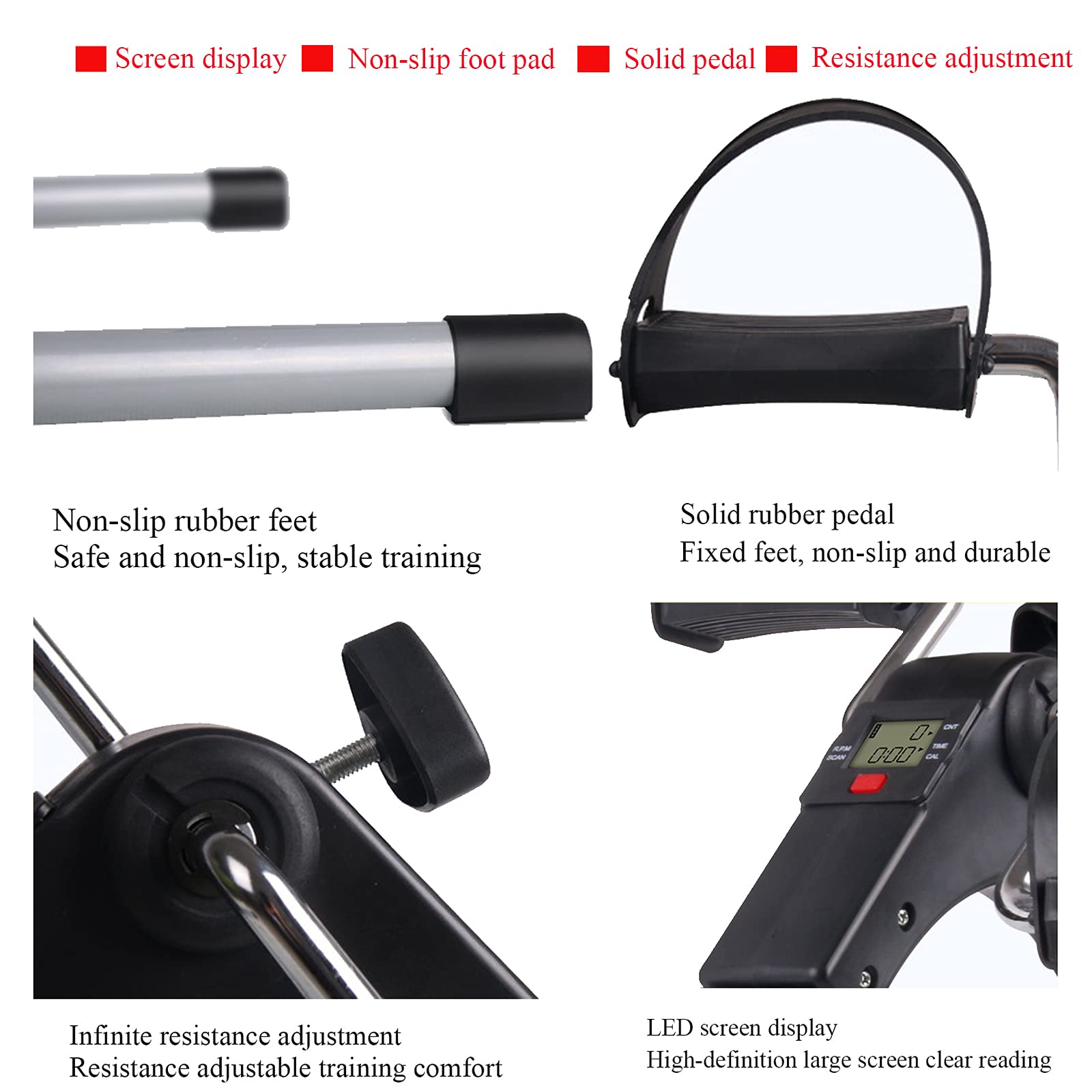 LIJCC Electric Pedal Mini Exercise Bike - Portable Home Pedal Exerciser for Arm & Leg Workout, Rehabilitation Equipment for Seniors & Adults | Compact Stepper Machine for Home Office & Physical Therapy