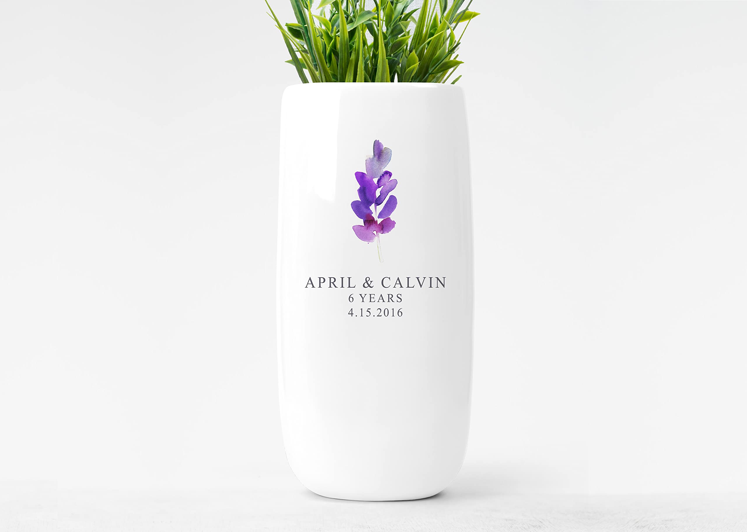 Personalized Ceramic Vase - Custom Engraved Wedding Anniversary Gift for Couples - Unique Home Decor for Living Room, Bedroom & Wedding Centerpiece