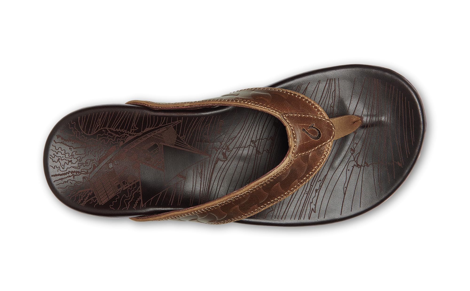 OLUKAI Hikianalia Men's Leather Sandals - Premium Full-Grain Leather, Non-Slip Rubber Sole & Comfortable Molded Footbed - Perfect for Beach, Travel & Summer Outdoor Activities