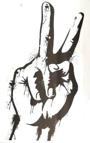 Hand Peace Sign Peel & Stick Foil Wall Art - Small Die Cut Decals for Home, Office & Dorm Room Decor - Self-Adhesive Removable Stickers for Windows, Mirrors & Laptops