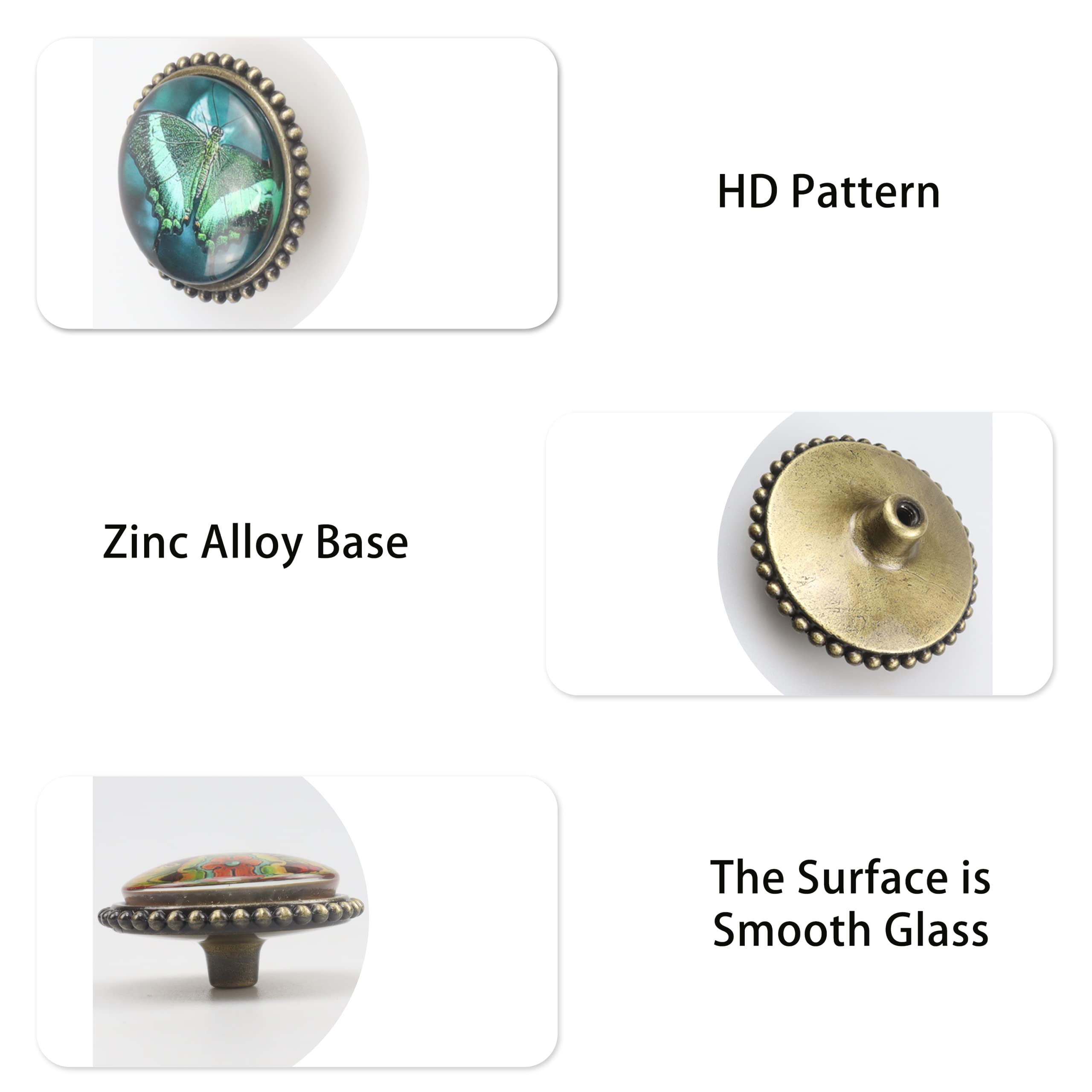 Crystal Glass Drawer Pulls - 4pcs Zinc Alloy Knobs for Kitchen Cabinets & Dressers