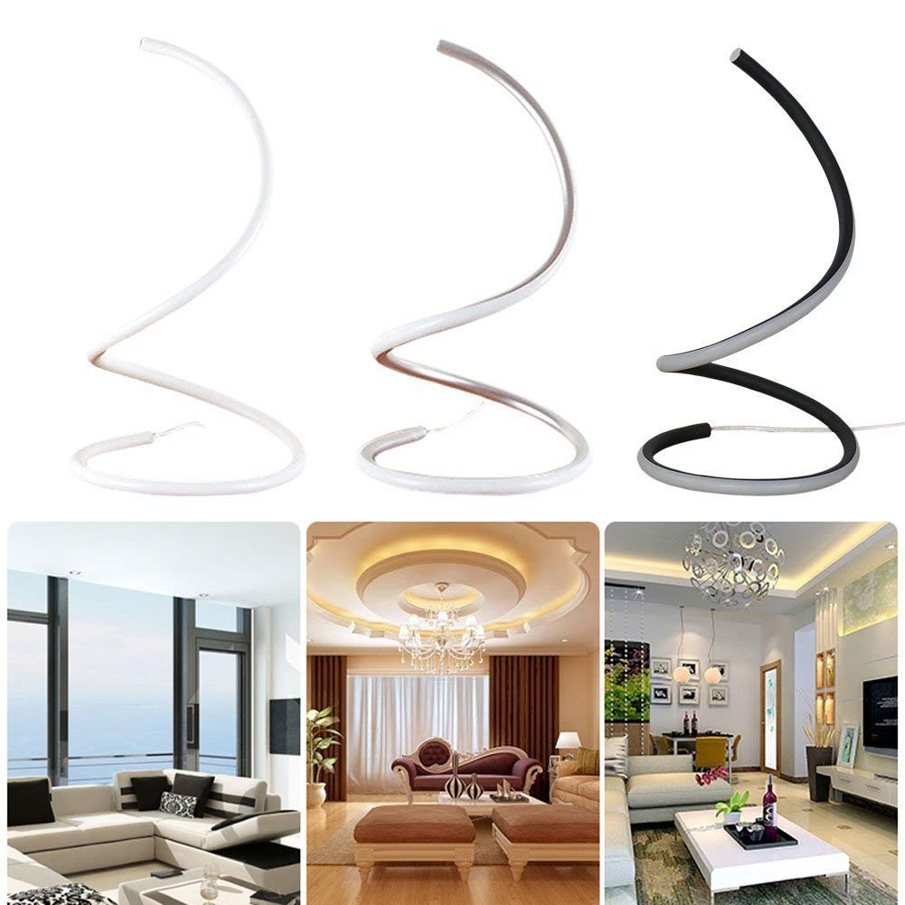 Modern Spiral LED Table Lamp - 40W Warm Light Acrylic Desk Lamp for Bedroom, Living Room & Office | Eye-Caring Study Light with Minimalist Space-Saving Design | Perfect for Night Reading, Home Decor and Workspace Lighting