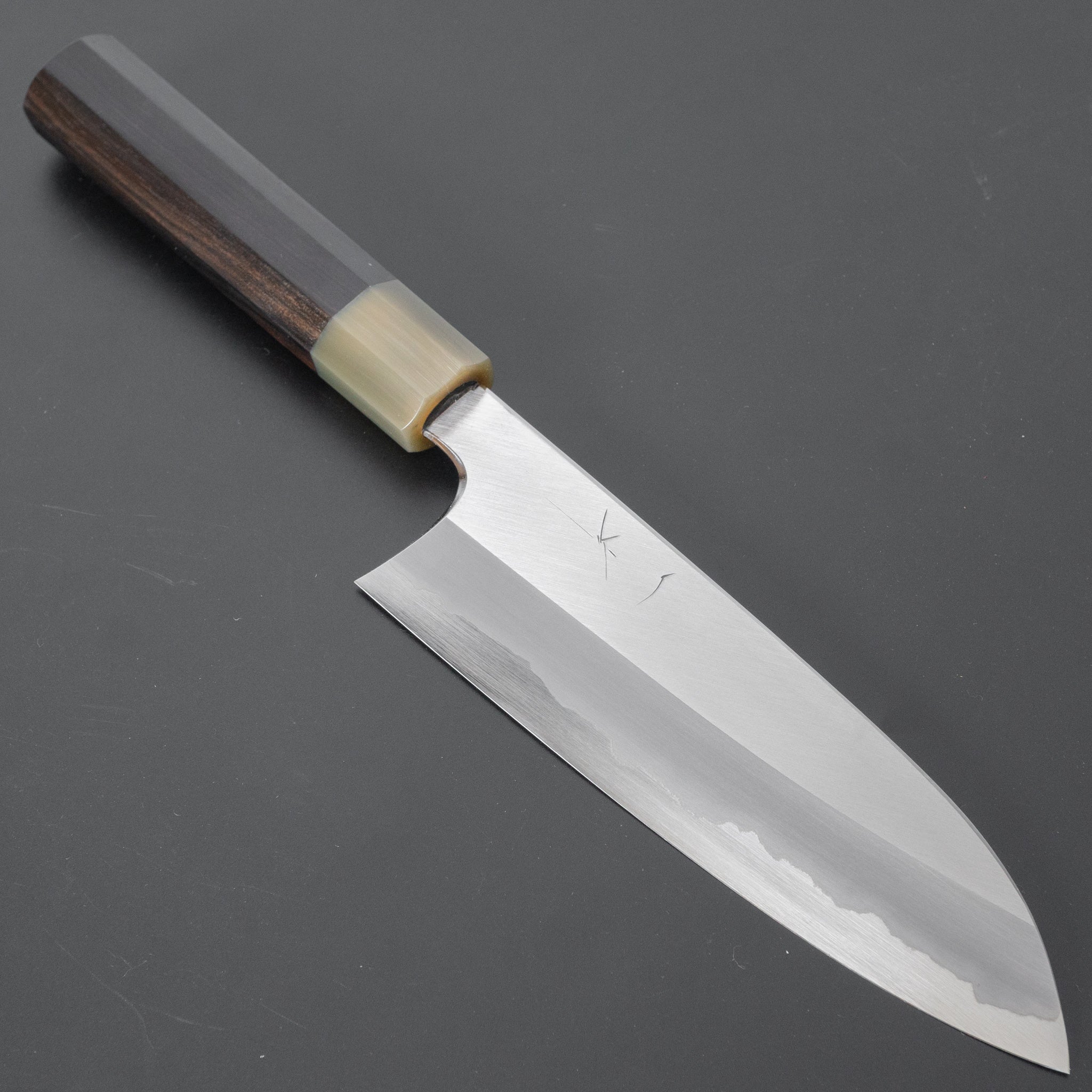 Premium Hitohira Togashi Blue #1 Stainless Clad Santoku Knife 180mm with Taihei Makassar Ebony Handle - Japanese Chef Knife for Professional Cooking, Slicing & Dicing Vegetables, Meat & Fish