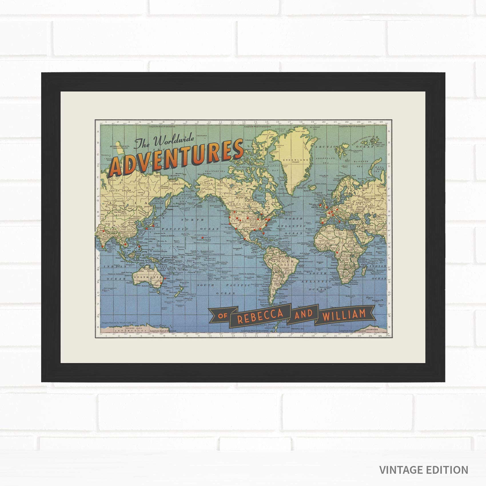 Personalized Push Pin World Map for Travel Enthusiasts - Custom Travel Map with Pins, Perfect Retirement Gift for Adventurers | Track Your Worldwide Adventures & Memorable Trips
