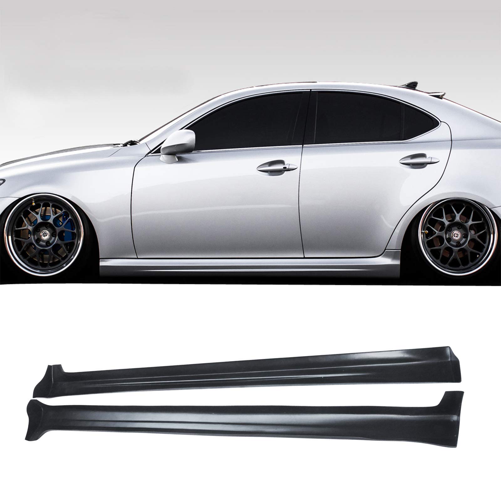 NINTE Side Skirts for 2006-2013 Lexus IS250 IS350 | In-S Style PP Matte Black Rocker Panel Extensions | Enhance Style & Protection for Street or Show Car