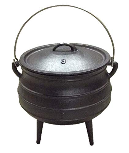 Cuisiland 8.5QT Pre-Seasoned Cast Iron Dutch Oven with Lid & Tripod Legs - South African Style Campfire Pot for Outdoor Cooking, Braising, Stews & Soups - Heavy Duty Cast Iron Cauldron Perfect for Camping, Backyard BBQs and Dutch Oven Cooking Competitions