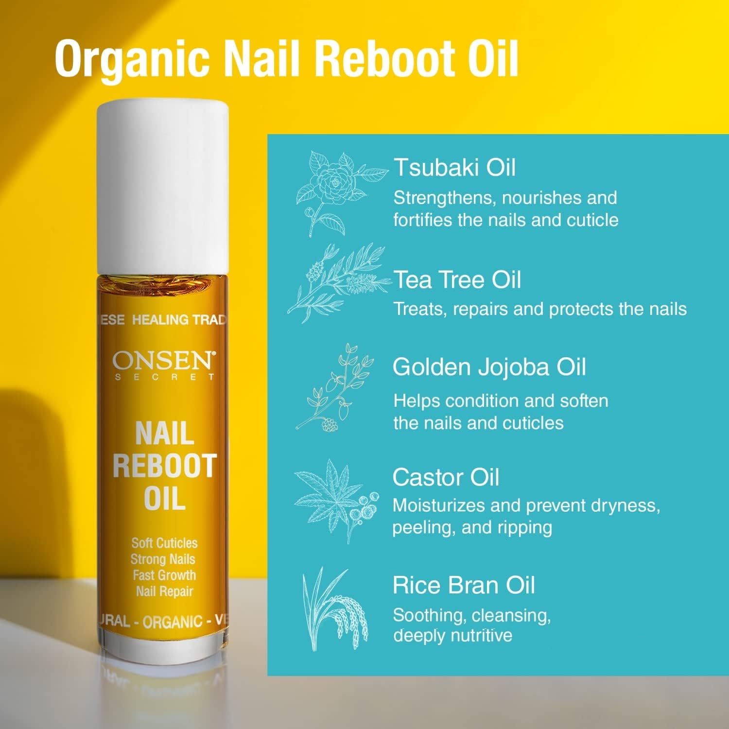 Onsen Secret Nail Reboot Duo - Natural Nail Treatment & Cuticle Repair Cream for Damaged Nails - 15ml Cuticle Conditioner & 10ml Nail Reboot Oil - Visible Results for Stronger, Healthier Nails - Perfect for At-Home Manicures & Nail Care Routines
