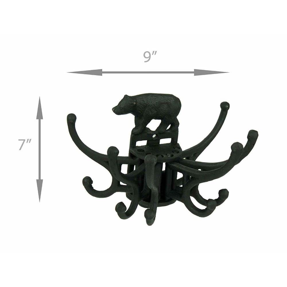 Rustic Black Cast Iron Bear Wall Hook - Heavy Duty Pivoting Coat Hanger for Jackets, Hats & Keys - Perfect for Entryway, Mudroom & Cabin Decor