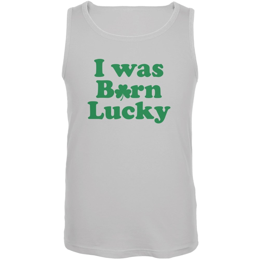 Born Lucky White Adult Tank Top for Men - Comfortable & Stylish Casual Wear - Perfect for Summer, Gym, and Beach Outfits