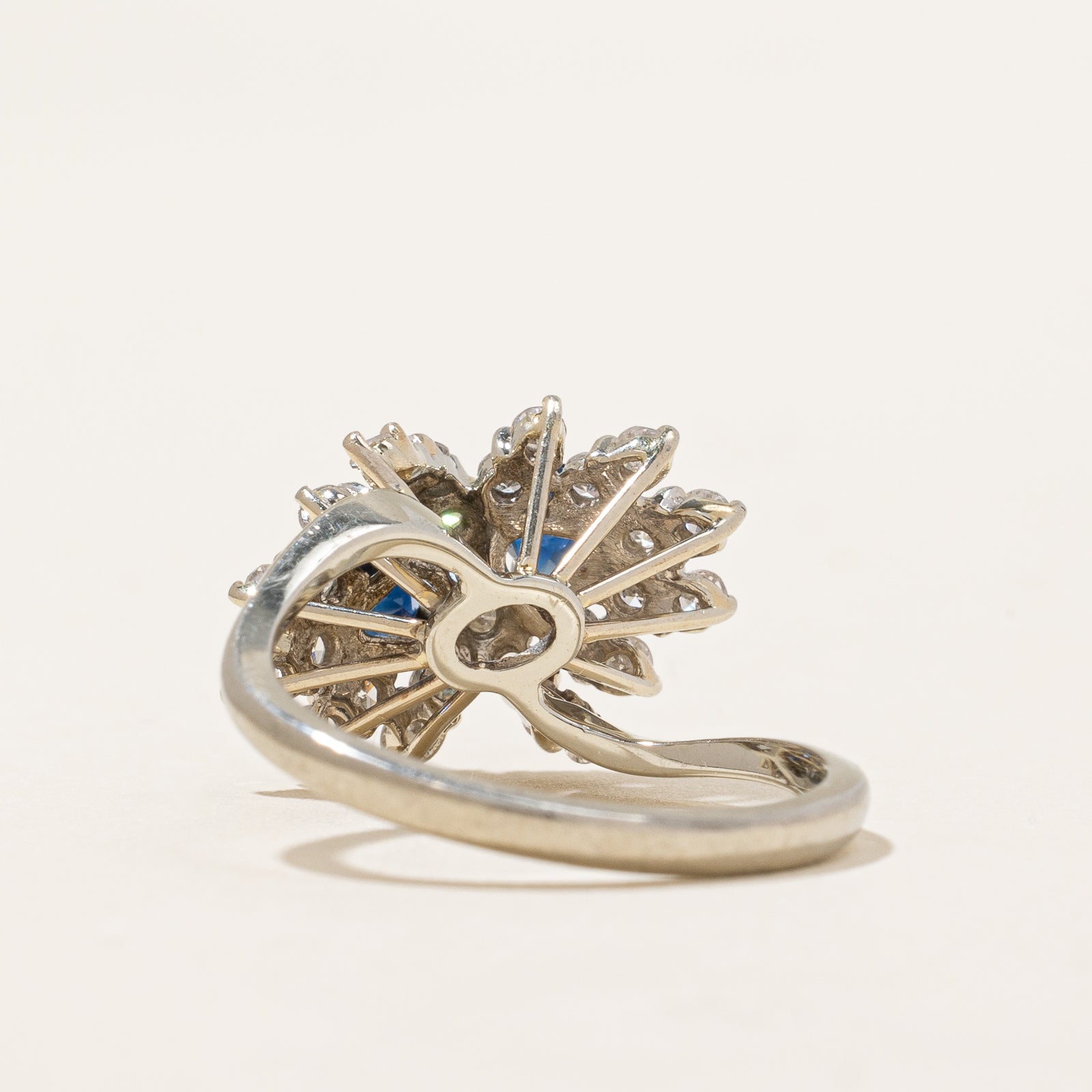 Exquisite Diamond & Sapphire Waterfall Ring - 0.73ctw Total Weight, 0.50ctw Center Stone - Size 6.25 - Elegant Jewelry for Weddings, Anniversaries & Special Occasions