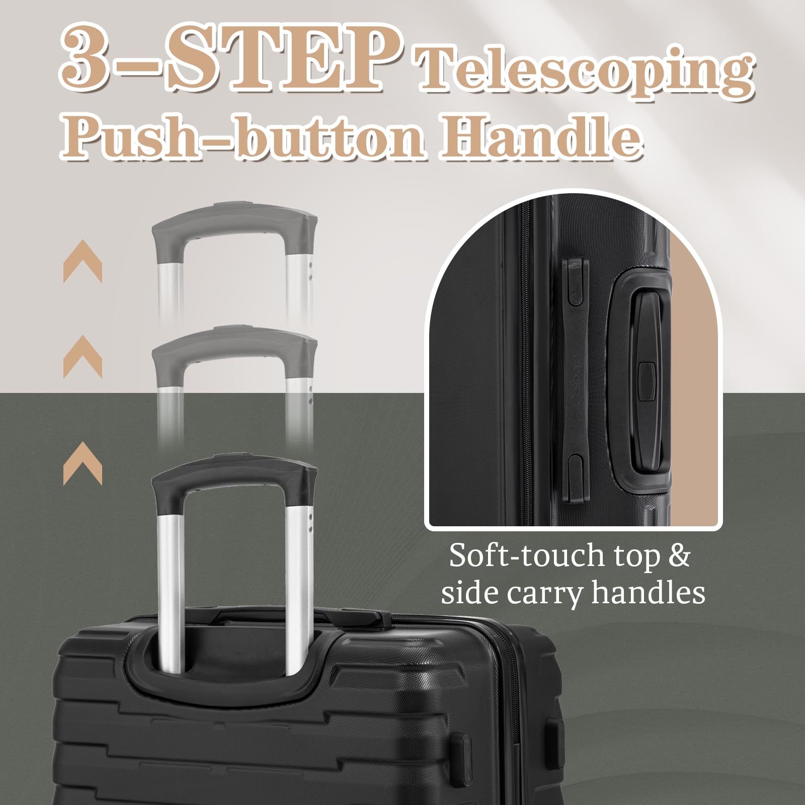 5-Piece ABS Hard Shell Luggage Set with TSA Lock & 360° Spinner Wheels - Durable Suitcases for Travel, Business Trips & Family Vacations