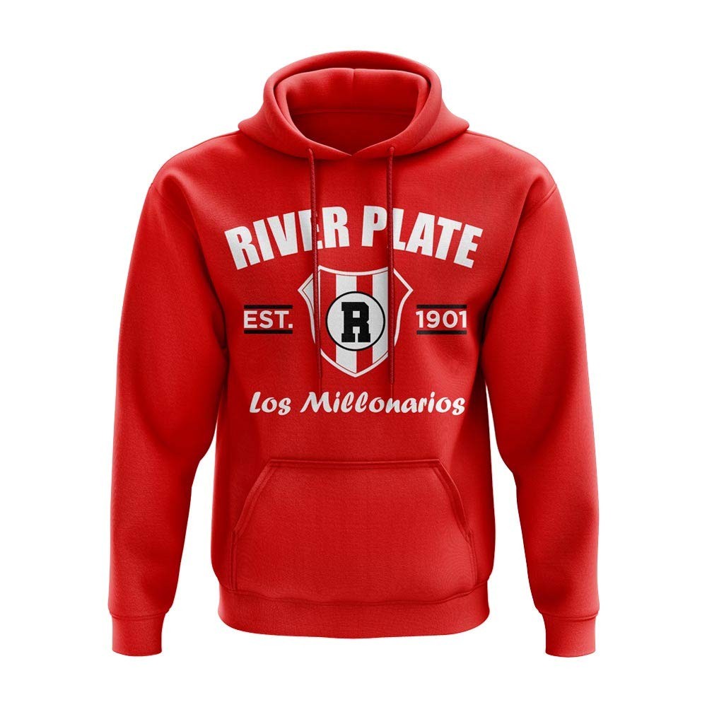 River Plate Established Hoodie (Red) - Men's & Women's Pullover Sweatshirt for Casual Wear, Sports & Fan Gear