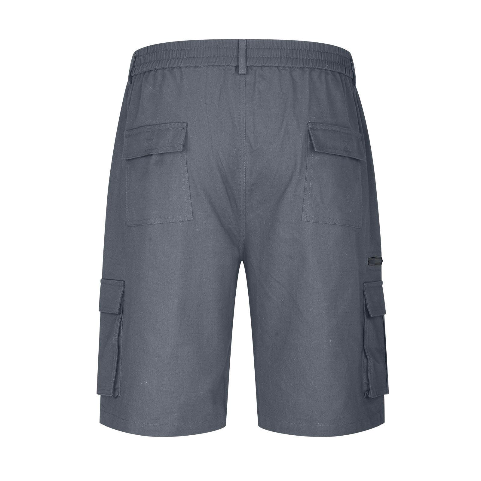 **Men's Lightweight Cargo Shorts with Elastic Waist & Multiple Pockets - Big & Tall Summer Work Shorts for Outdoor Activities, Hiking, and Casual Wear**