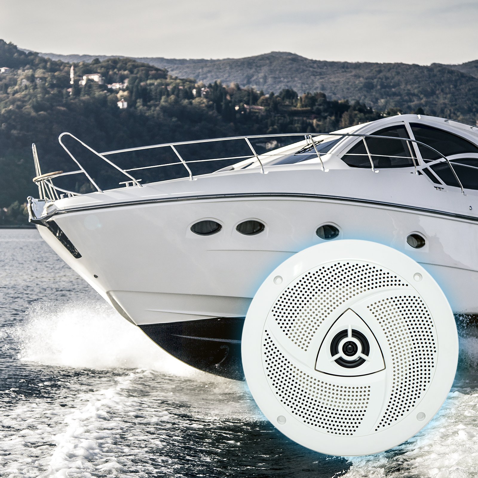 300 Watt 2-Way 6.5 Inch Dual Marine Speakers - Waterproof, UV Resistant Outdoor Audio System for Marine, Boat, Yacht, Car, Motorcycle - Gravity Marine MG652 (White) - Ideal for Poolside, Patio, and RV Adventures