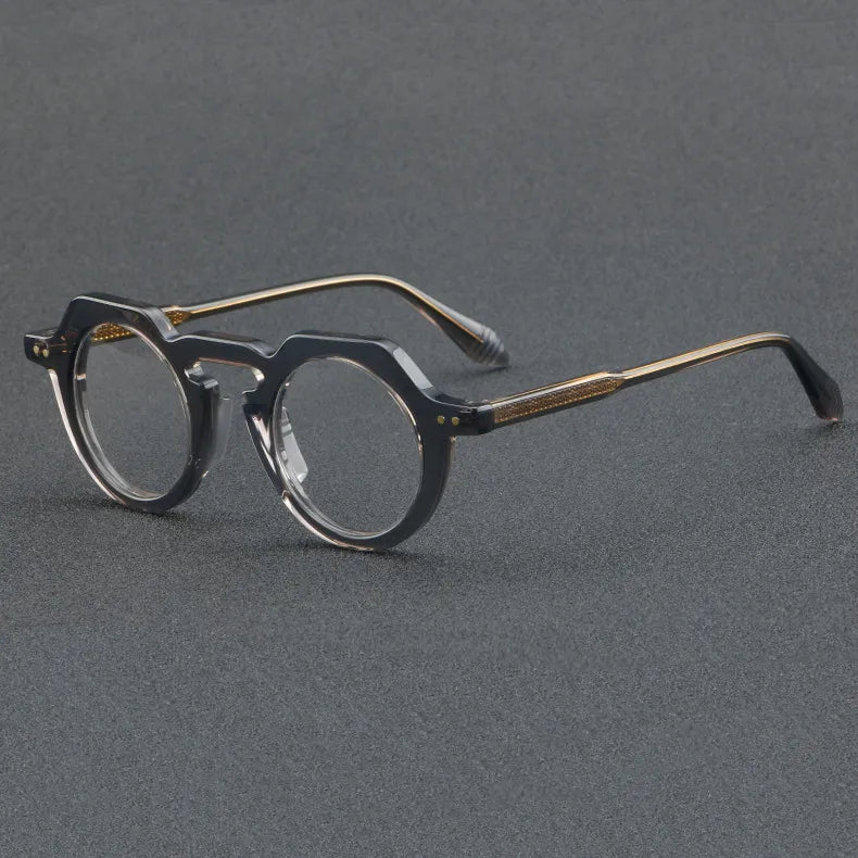 CCspace Women's Full Rim Flat Top Round Acetate Eyeglasses Frame 56936 - Stylish & Lightweight for Work, Reading & Everyday Fashion