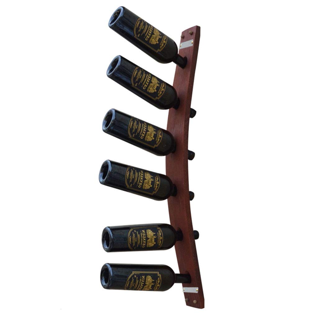 Vintage Wooden Wall Mount Wine Rack - 6 Bottle Capacity, Retro Wine Storage & Display Shelf for Home Bar, Kitchen, or Wine Cellar - Perfect for Organizing Wine Bottles in Style (Color: Dark Brown)