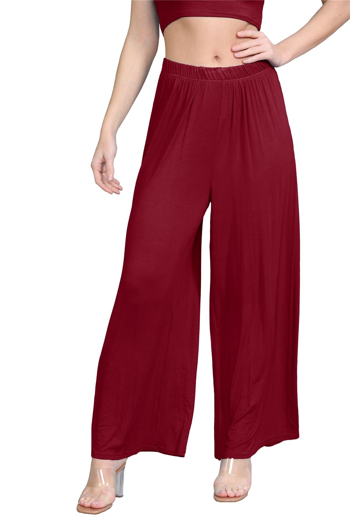 Janisramone® Women's Plain Wide Leg Palazzo Pants | High Waisted Elegant Trousers for Women, Comfortable & Versatile Palazzo Pants for Work, Office, Party & Casual Wear