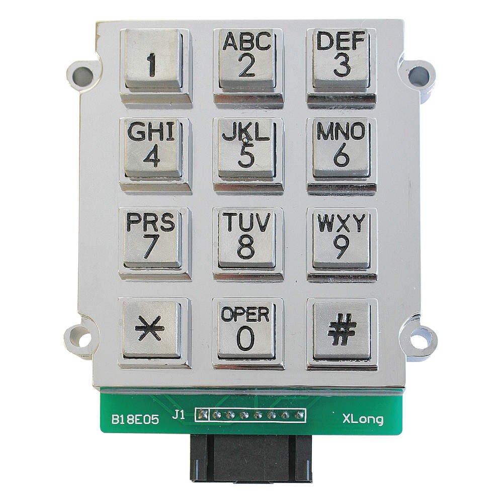 51035-005A - Industrial Telephone PCBA Keypad with Locking Header & Braille - Stainless Steel - Durable & Secure for Harsh Environments - Ideal for Factories, Warehouses & Outdoor Use