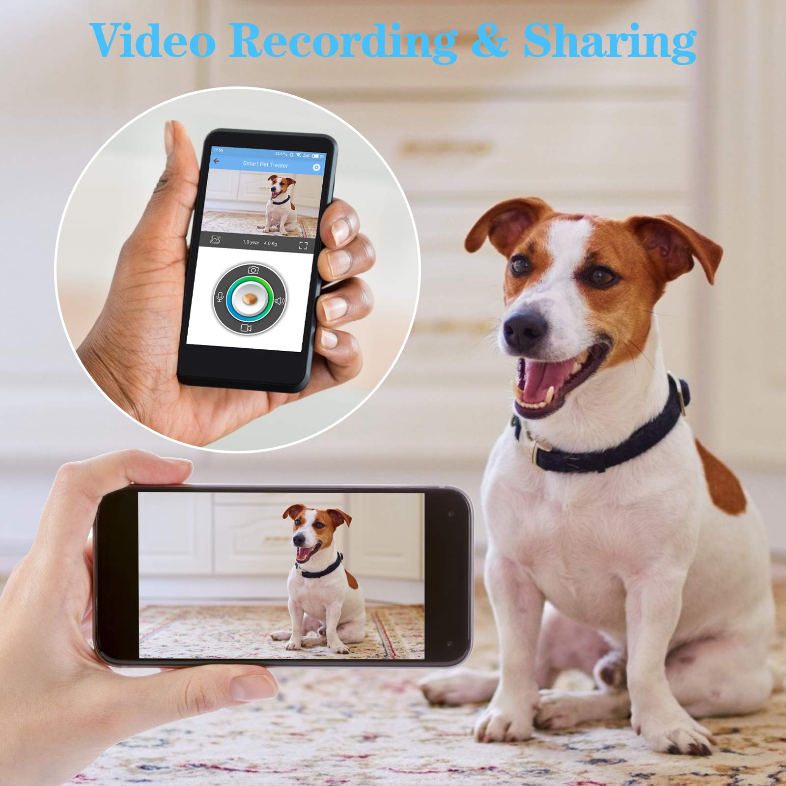 Smart Pet Camera with Treat Dispenser - 2.4G/5G WiFi Dog Camera, 2-Way Audio, 1080P Night Vision, App Control, Multi-User Access, Alexa Compatible - Monitor & Play with Pets Remotely for Home & Travel Use