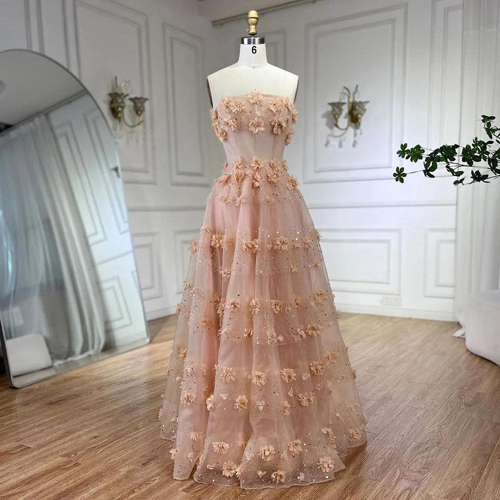 Elegant Arabic Turquoise Appliques A-Line Long Evening Dress for Women - Wedding, Party, Prom, Gala & Special Occasions | Serene Hill Collection 2025 LA72445