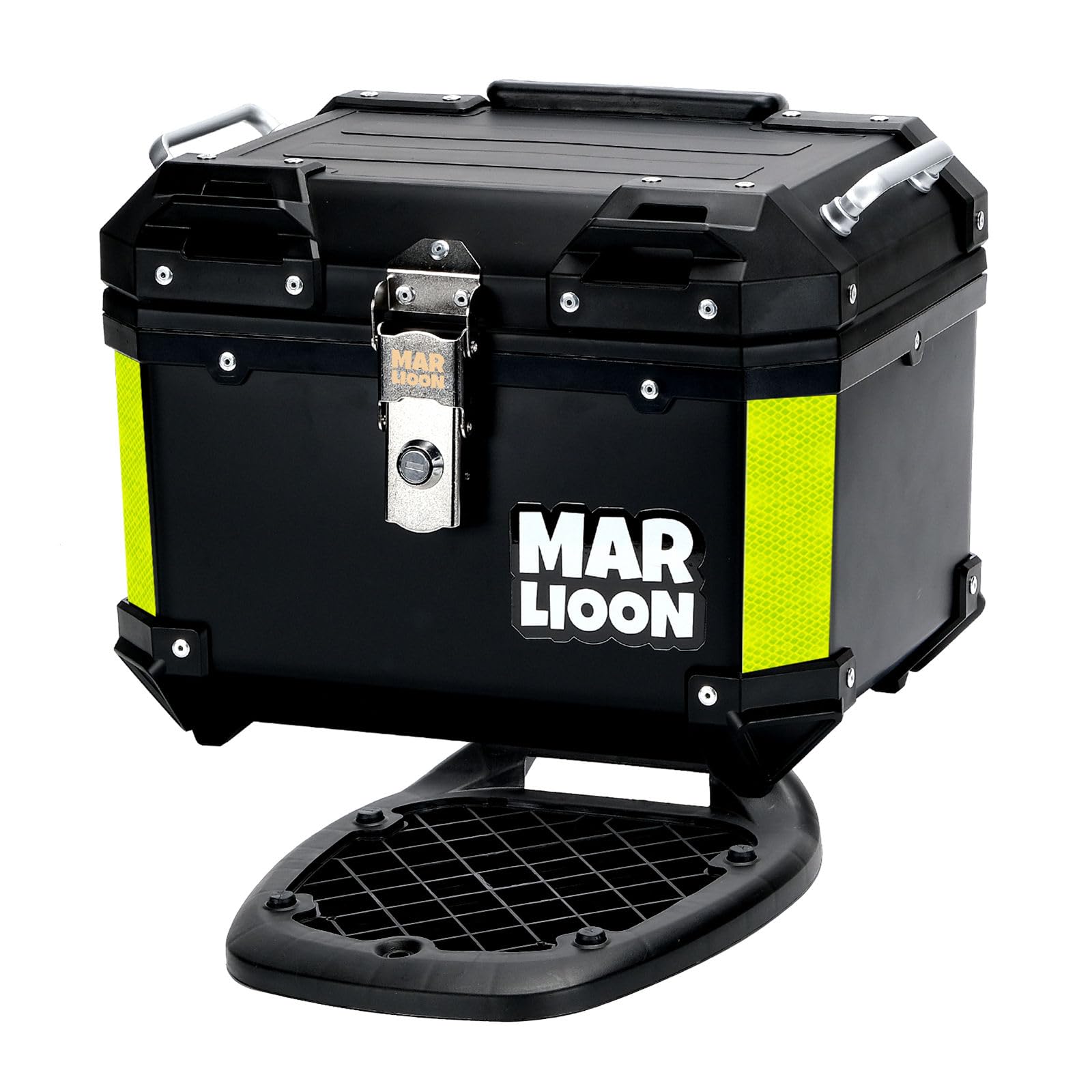35L Universal Motorcycle Top Case - Quick Release Mounting Plate, Waterproof Scooter Tail Box for Helmet & Luggage Storage - Durable Black Tour Trunk for Commuting, Travel & Adventure Rides