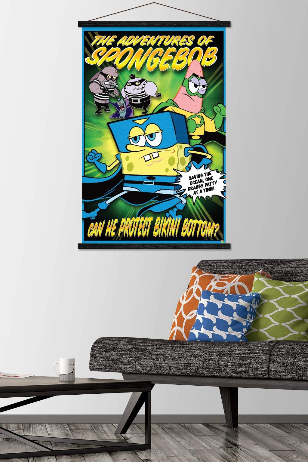 Trends International Nickelodeon SpongeBob SquarePants Funny Wall Poster - 22.375 x 34 Inch Premium Print with Black Hanger Bundle - Perfect for Kids' Room Decor, Classroom & Office Wall Art