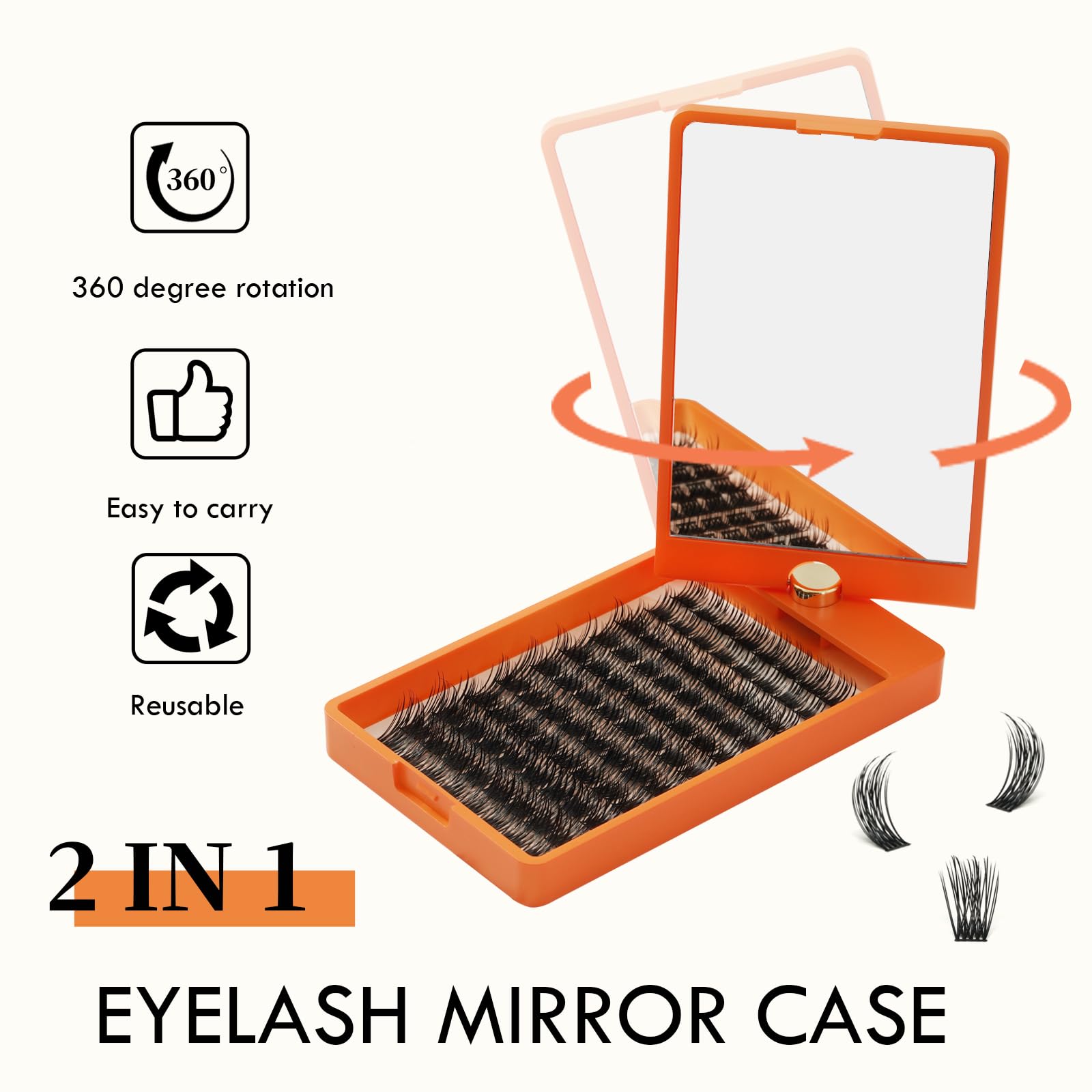 Premium 88-Piece DIY Eyelash Extension Kit - Mixed 12-18mm D Curl Lash Clusters, Super Soft Individual Lashes with 360° Reversible Mirror Box (Feather Curl-D Mix) for Professional Salon & Home Use