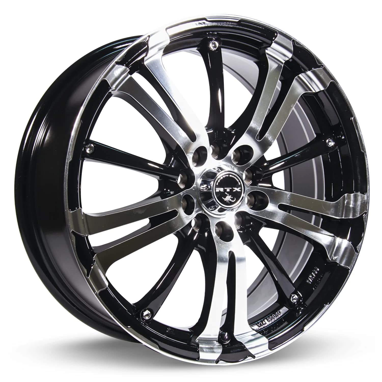 RTX ARSENIC Custom Alloy Wheels 17x7 42 Offset 5x114.3 Bolt Pattern 73.1mm Hub - Black Machined Face Rims for Cars, Trucks & SUVs | Perfect for Street Performance & Off-Road Adventures