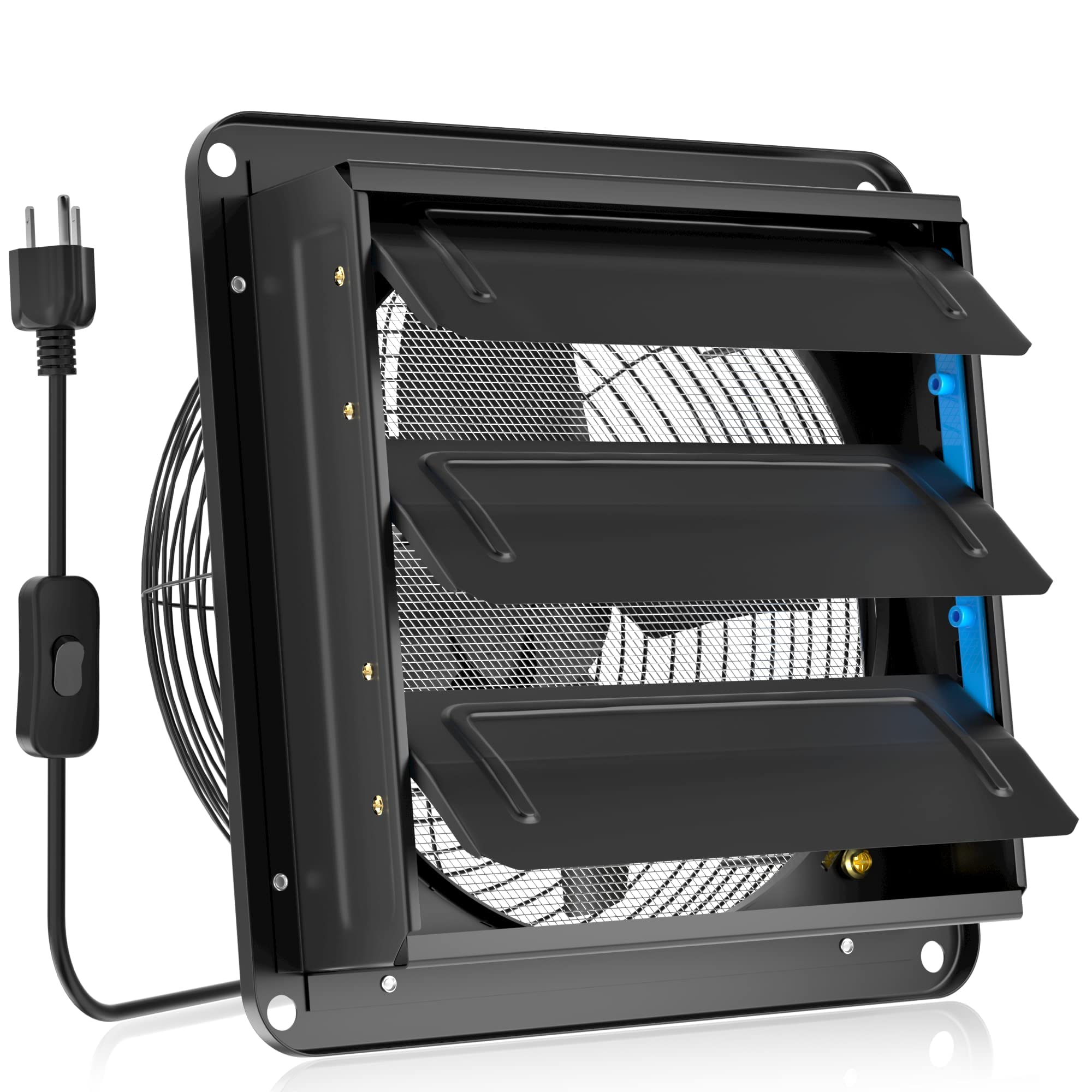 HG Power 10 Inch Shutter Exhaust Fan with Mesh Screen - 647CFM Low Noise Ventilation Fan for Basement, Attic, Chicken Coop - Wall Mounted Extractor Fan for Home, Shed, Garage & Workshop - Black