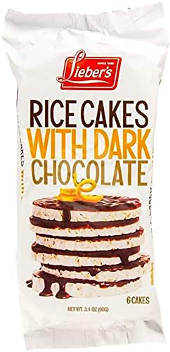 Dark Chocolate Covered Rice Cakes - Dairy Free, Gluten Free, Kosher Certified, Low Calorie Healthy Snacks (3.1oz, Pack of 16) - Perfect for Vegan Diet, Weight Loss & On-the-Go Energy Boost