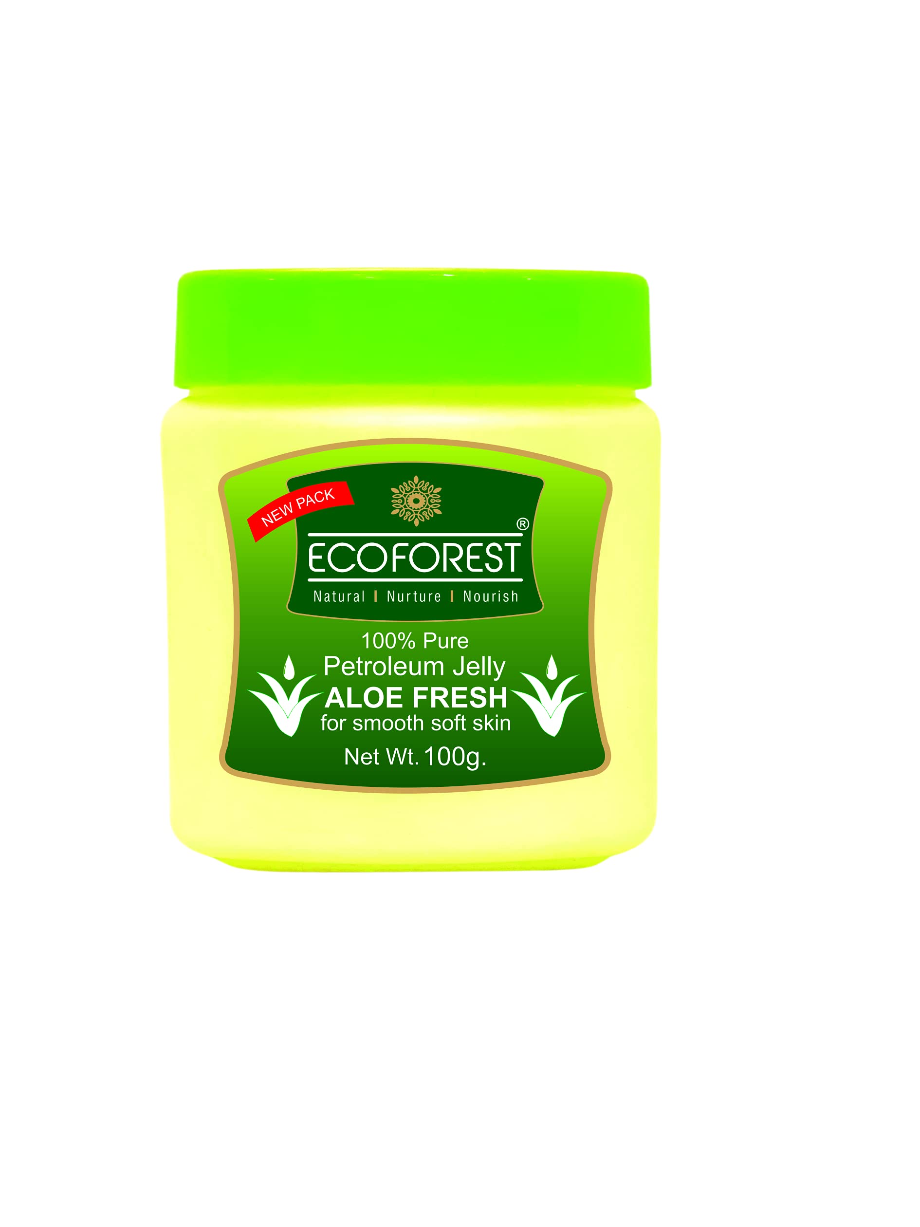 EcoForest 100% Pure Petroleum Jelly with Aloe Vera & Vitamin E - 100g Moisturizing Skin Care for Dry Skin, Lips, Cuticles & Minor Burns
