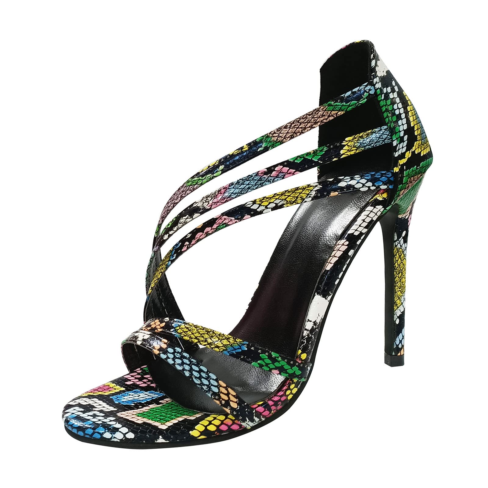 Women's Clear High Heels Size 8 - Fashionable Printed Roman Sandals for Casual & Dress Occasions | Perfect for Parties, Weddings & Summer Outfits