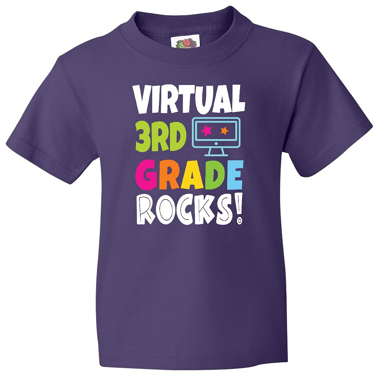 Inktastic Virtual 3rd Grade Rocks Back to School Youth T-Shirt - Fun Computer Design for Kids Classroom & Online Learning