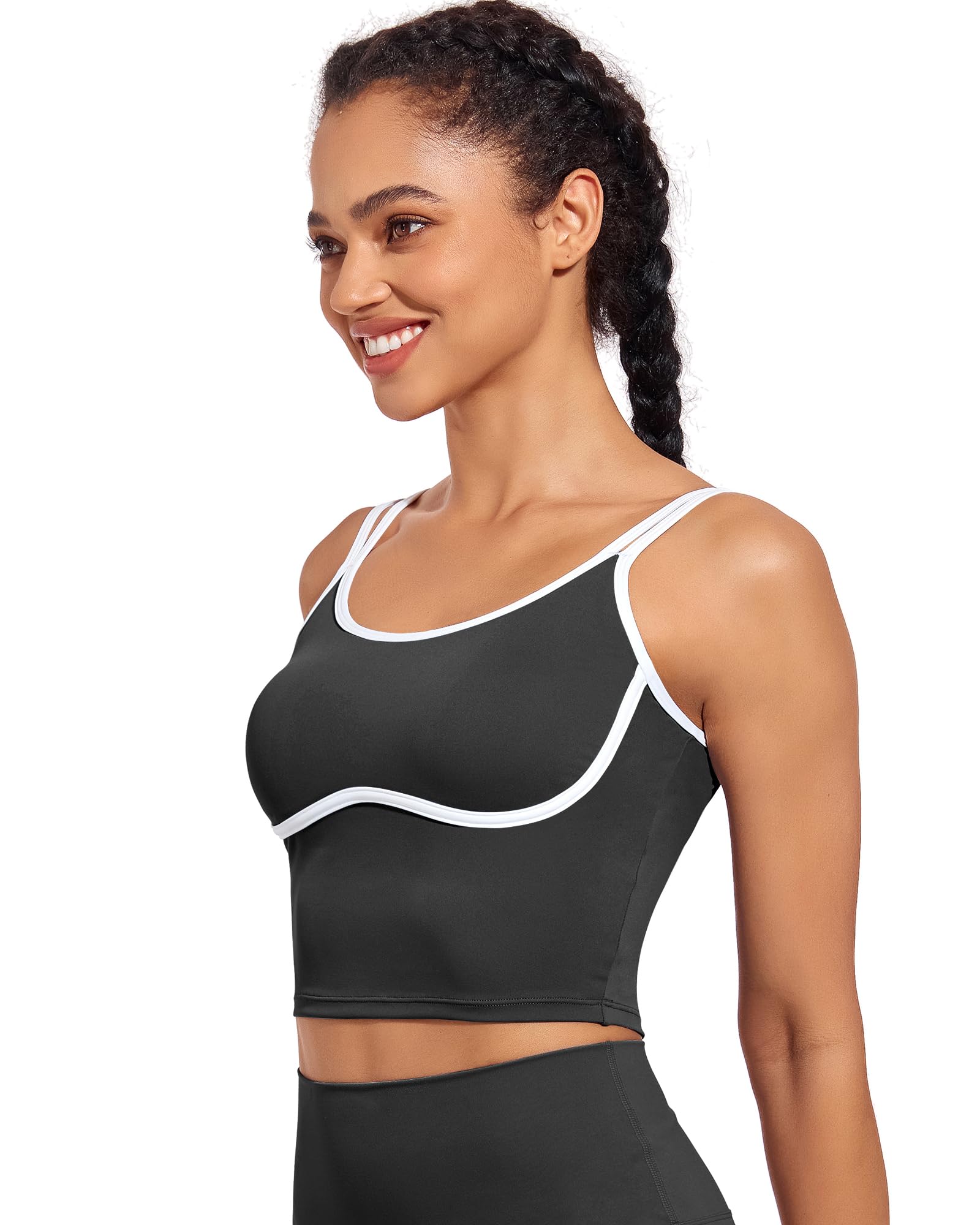 XUNYU Women's Longline Sports Bra - High Support Workout Top with Built-in Bra, Yoga Tank Top, Scoop Neck Athletic Shirt for Running, Gym & Yoga | Breathable & Comfortable Activewear