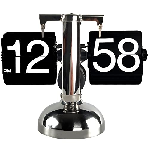 Vintage Retro Flip Clock - Stainless Steel Mechanical Desk Clock with Internal Gears, Quartz Movement for Home & Office Decor | Perfect for Bedroom, Living Room, or Workspace