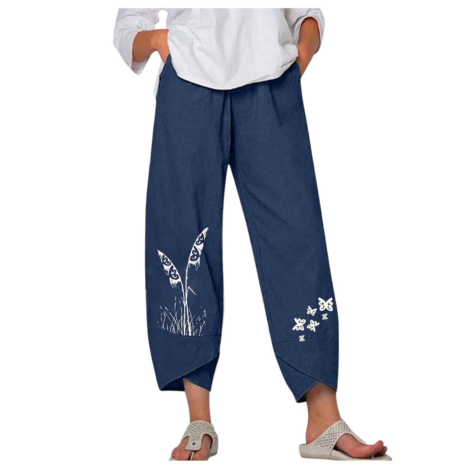iQKA Women's Beach Sweatpants with Pockets - Boho Wide Leg Baggy Pants for Summer | Casual Lounge, Vacation Wear & Yoga Pants