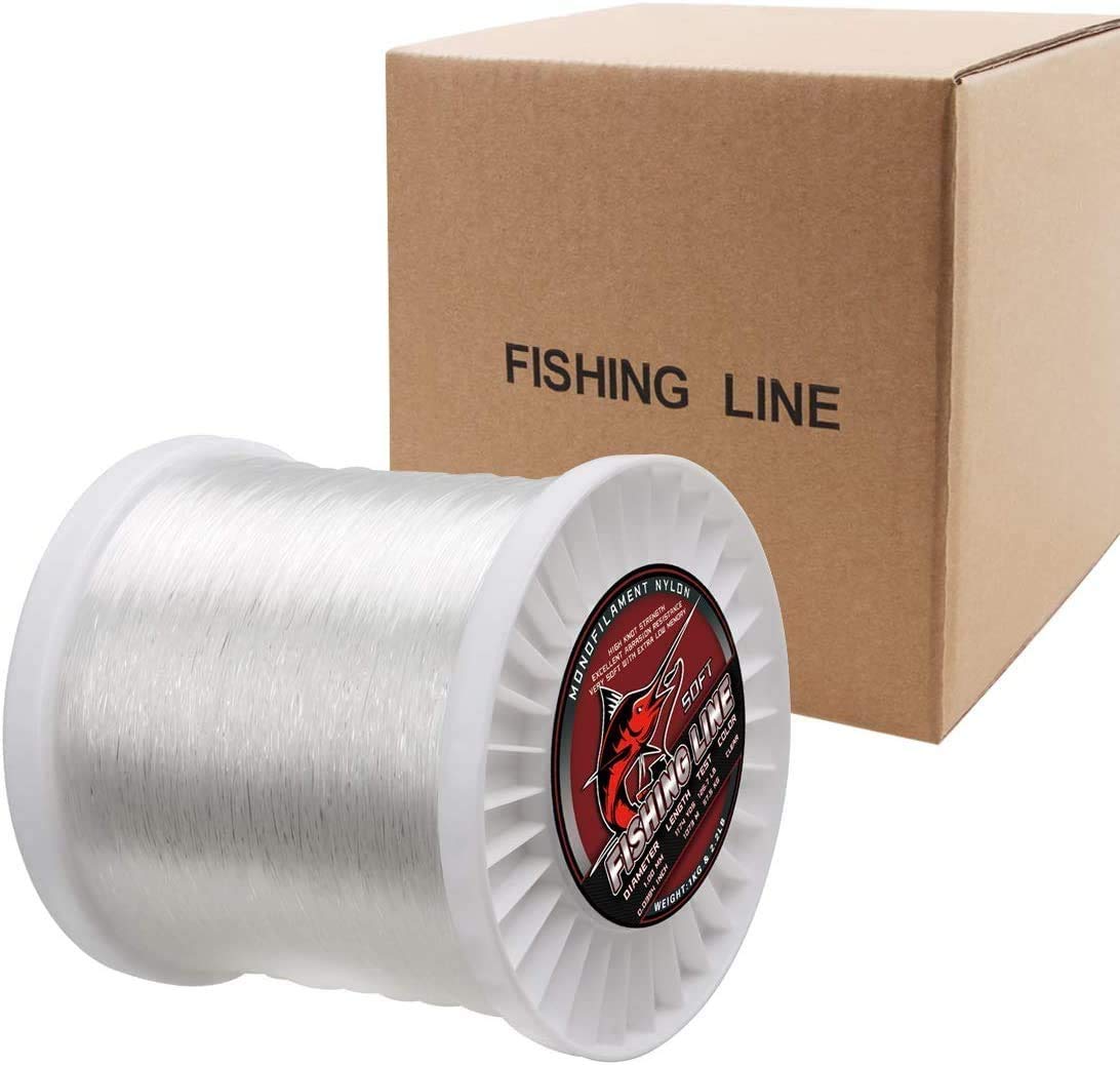 Premium Big Game Monofilament Fishing Line - 3000 Yard Clear Fluorocarbon Strong Nylon String for Saltwater & Freshwater Fishing - Ideal for Bass, Trout, and Deep Sea Angling