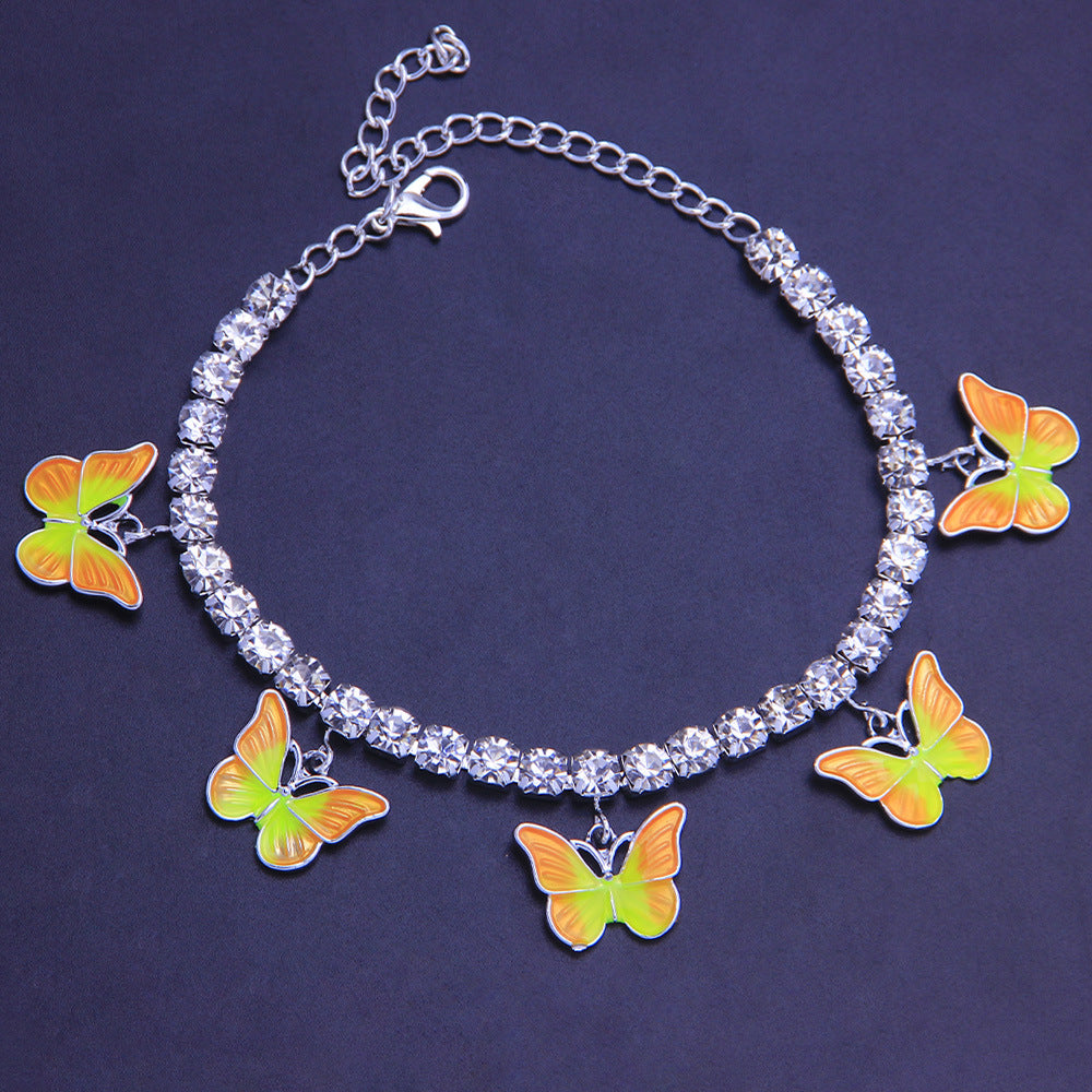 Dreamy Color Butterfly Anklet Drip Painted Beach Sandals - Perfect for Summer Vacations, Boho Festivals & Seaside Outfits