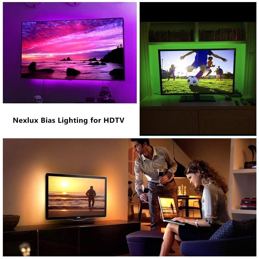 Nexlux 14.7ft LED TV Backlight Strip for 32-70 Inch TVs - Smart App Controlled RGB Gaming Lights with Easy Installation | Perfect for Home Theater, Gaming Setup & Ambient Lighting