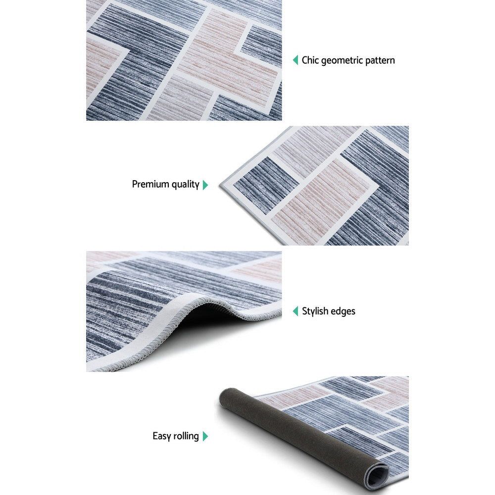 Soft Short Pile Floor Rug 200x290cm (79x114 inches) - Non-Slip Oblong Living Room Carpet for Bedroom, Nursery & Home Decor