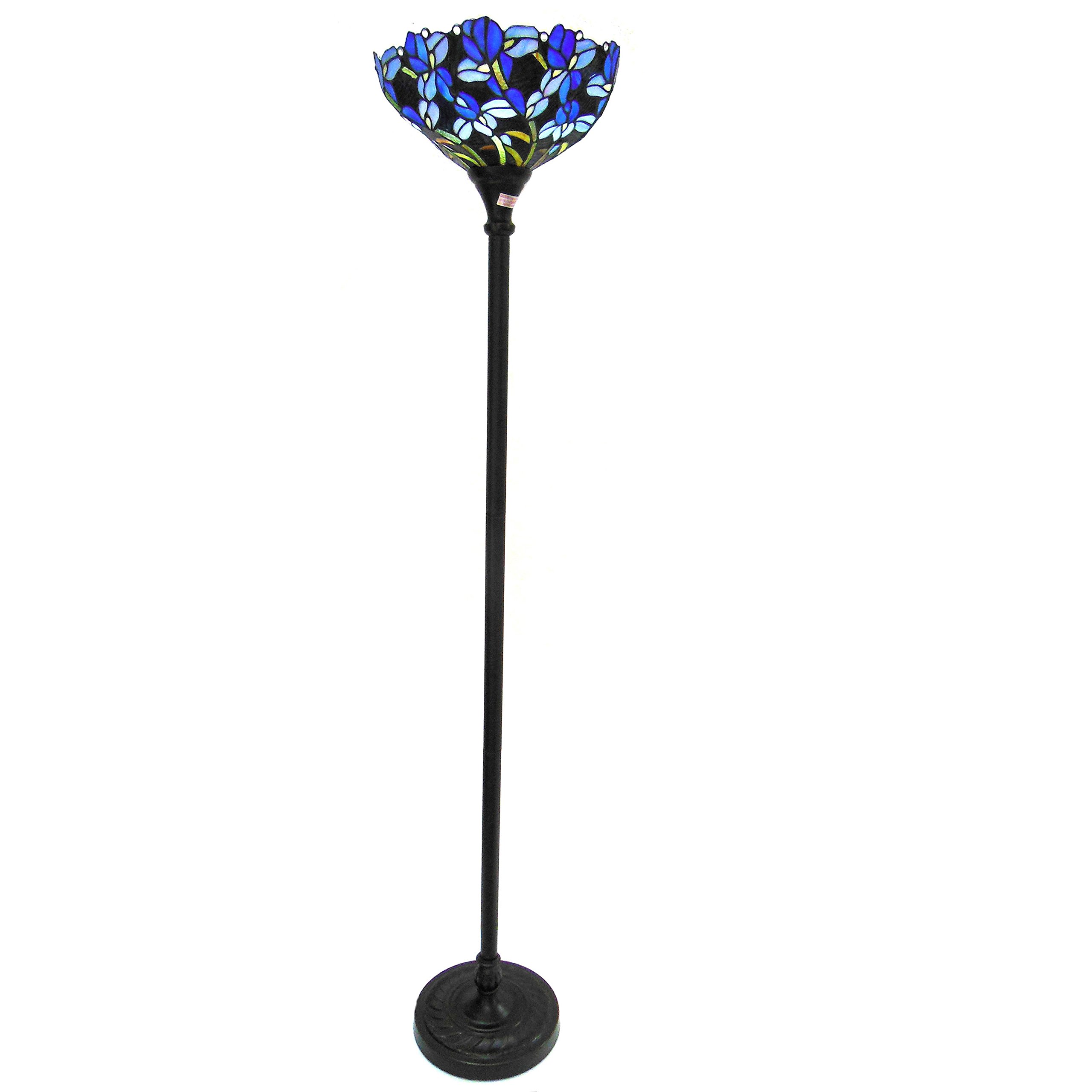 Tiffany-Style 1 Light Iris Torchiere Floor Lamp with 14.5