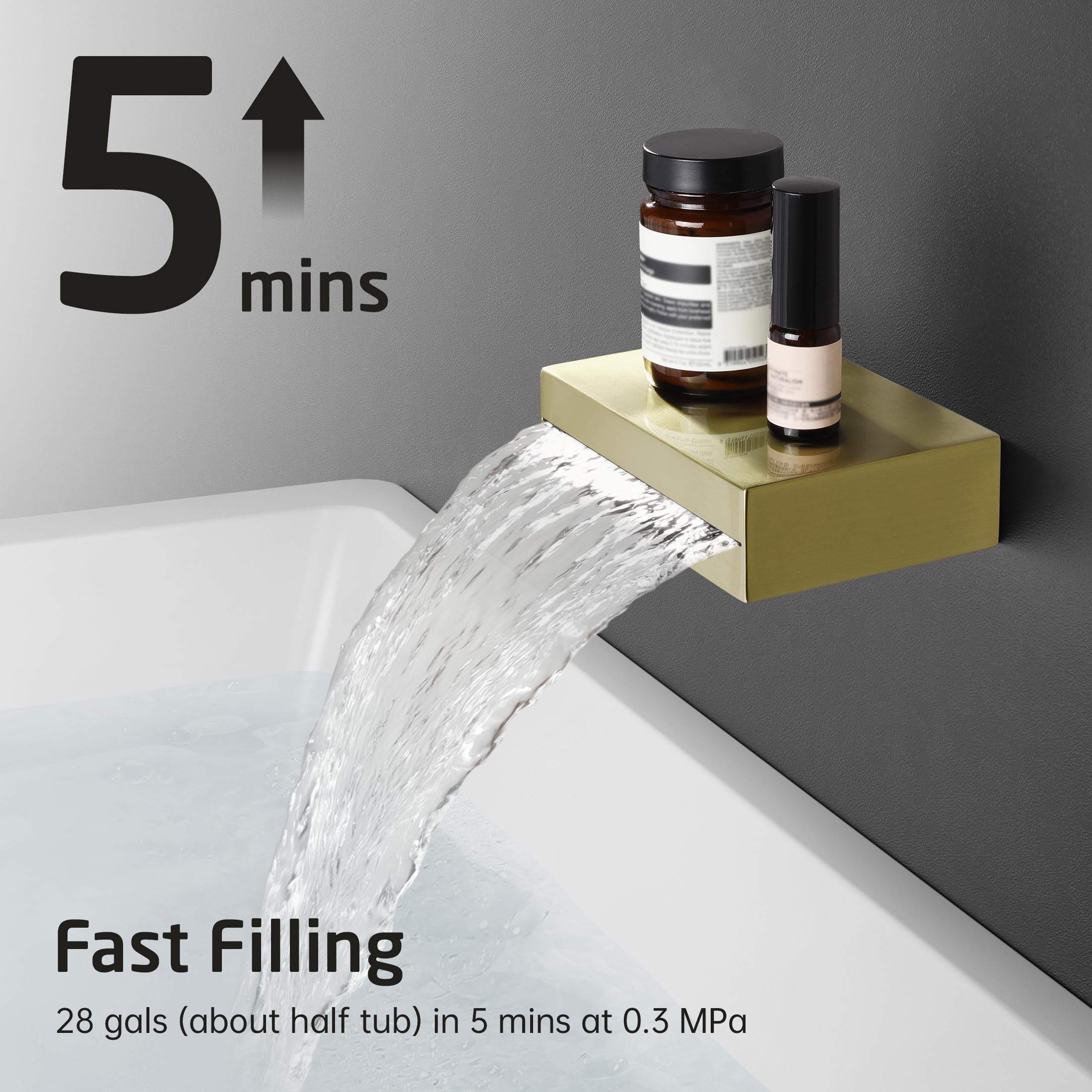 Premium Brushed Gold Bath Shower Faucet Set - Pressure Balanced Tub & Rain Shower Combo with Handheld System (Model XB6305F18-BZ) for Luxurious Spa-Like Bathroom Experience