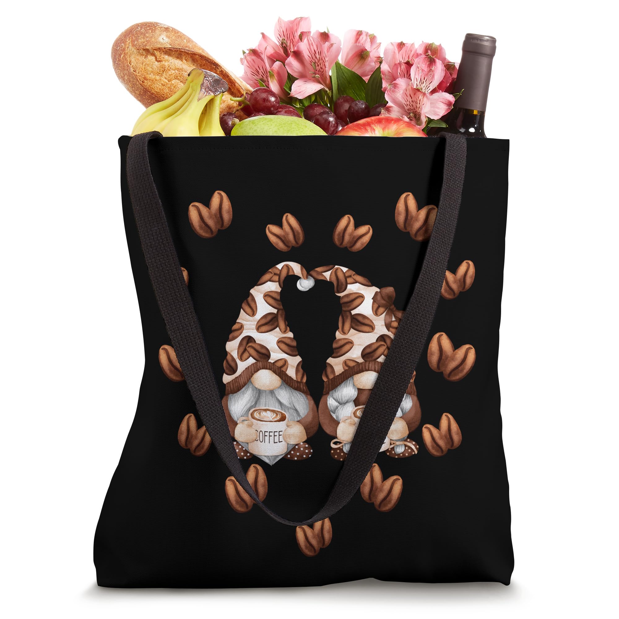 Cute Coffee Gnome Tote Bag for Women - Adorable Coffee Bean Design - Perfect for Coffee Lovers, Grocery Shopping & Everyday Use
