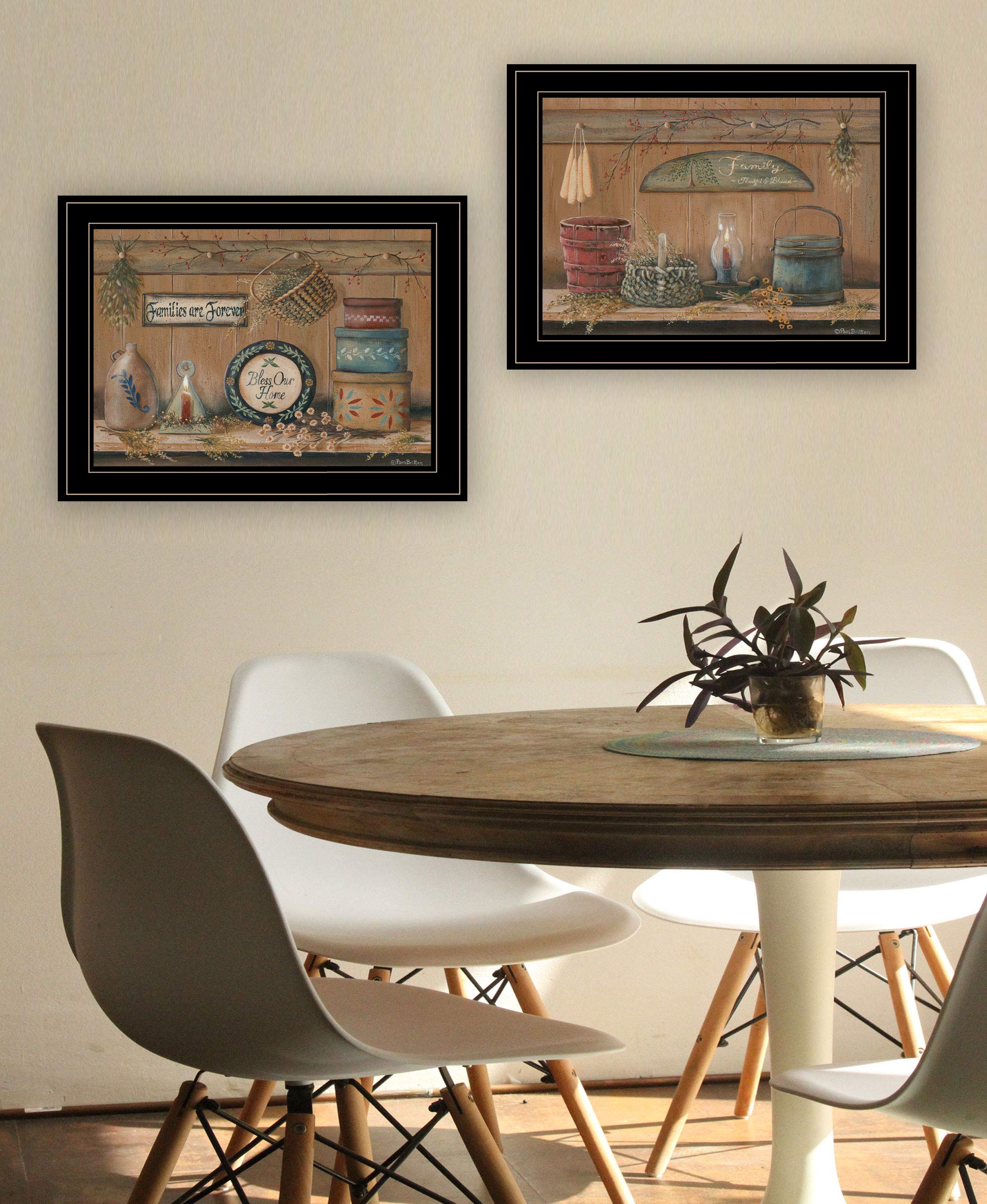 Pam Britton Printed Wall Art - 19x15 Inch Brown Framed Shelf Treasures - Perfect for Living Room, Bedroom & Office Decor
