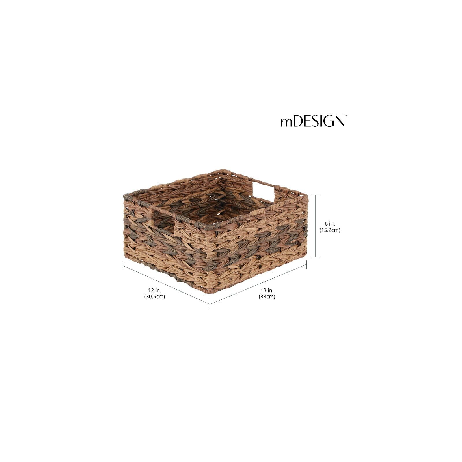 mDesign Woven Plastic Storage Bins - 6 Pack Brown Ombre Baskets (12x13x6 Inches) for Home Organization, Closet, Bathroom & Nursery Storage