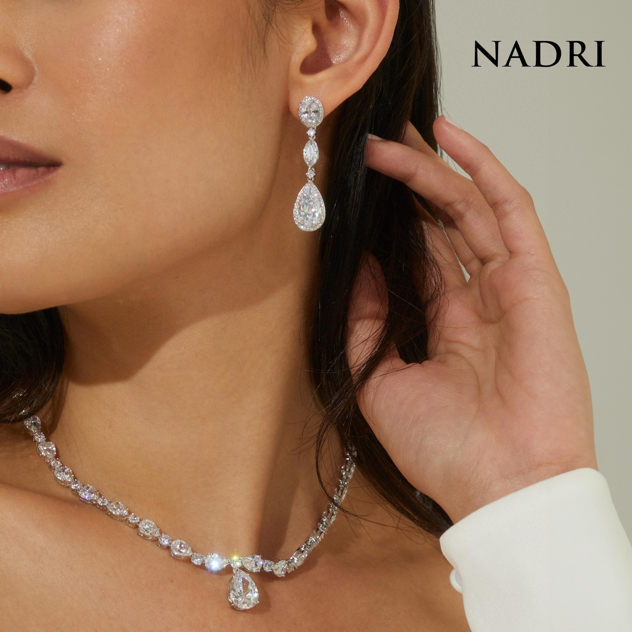 Nadri Teardrop Earrings for Women - Hypoallergenic Oval Dangle Earrings with Cubic Zirconia | Elegant Jewelry Gift for Parties, Weddings & Everyday Wear