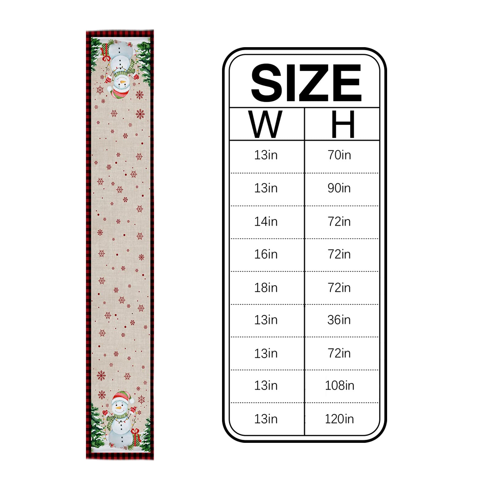 120 Inch Snowman Christmas Table Runner - Burlap Linen Dining Table Decor with Xmas Tree & Snowflake Design for Farmhouse, Wedding, Banquet & Holiday Party Decorations | Perfect for Coffee Tables, Dressers & Festive Home Decor