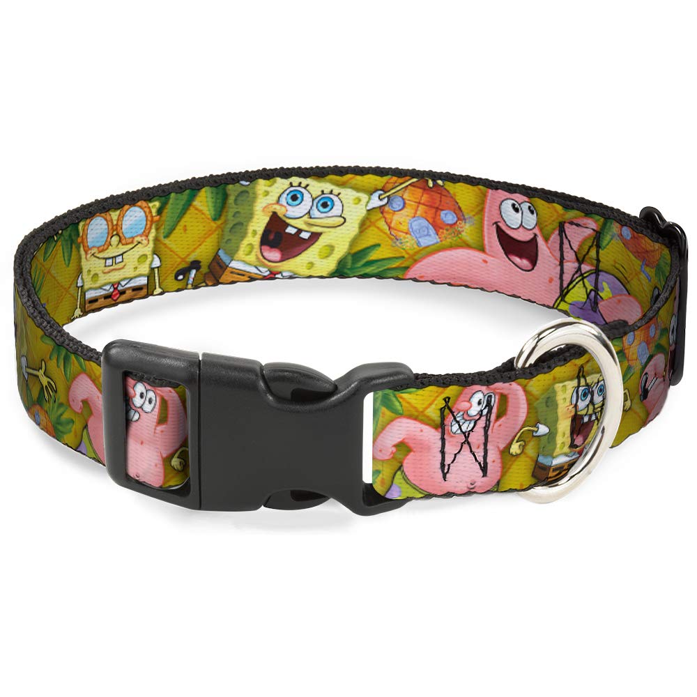 SpongeBob & Patrick Starfish Dog Collar with Plastic Clip - Adjustable 9-15 Inches, 0.5 Inch Wide - Fun Cartoon Pet Accessory for Small & Medium Dogs - Perfect for Walks, Costume Parties & Themed Events