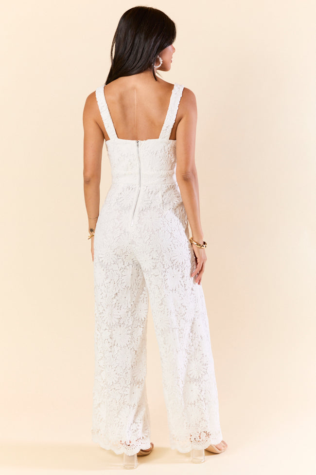 Pure Elegance White Lace Jumpsuit for Women - Summer Wedding Guest Outfit, Beach Party Dress, Romantic Date Night Attire