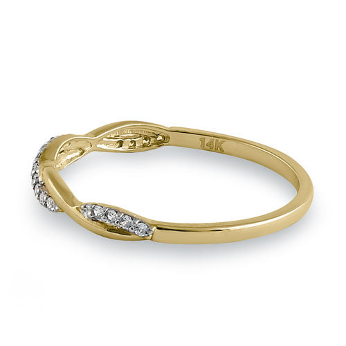14K Solid Yellow Gold Twist Cubic Zirconia Ring for Women - Elegant CZ Jewelry for Engagement, Wedding, Anniversary & Everyday Wear